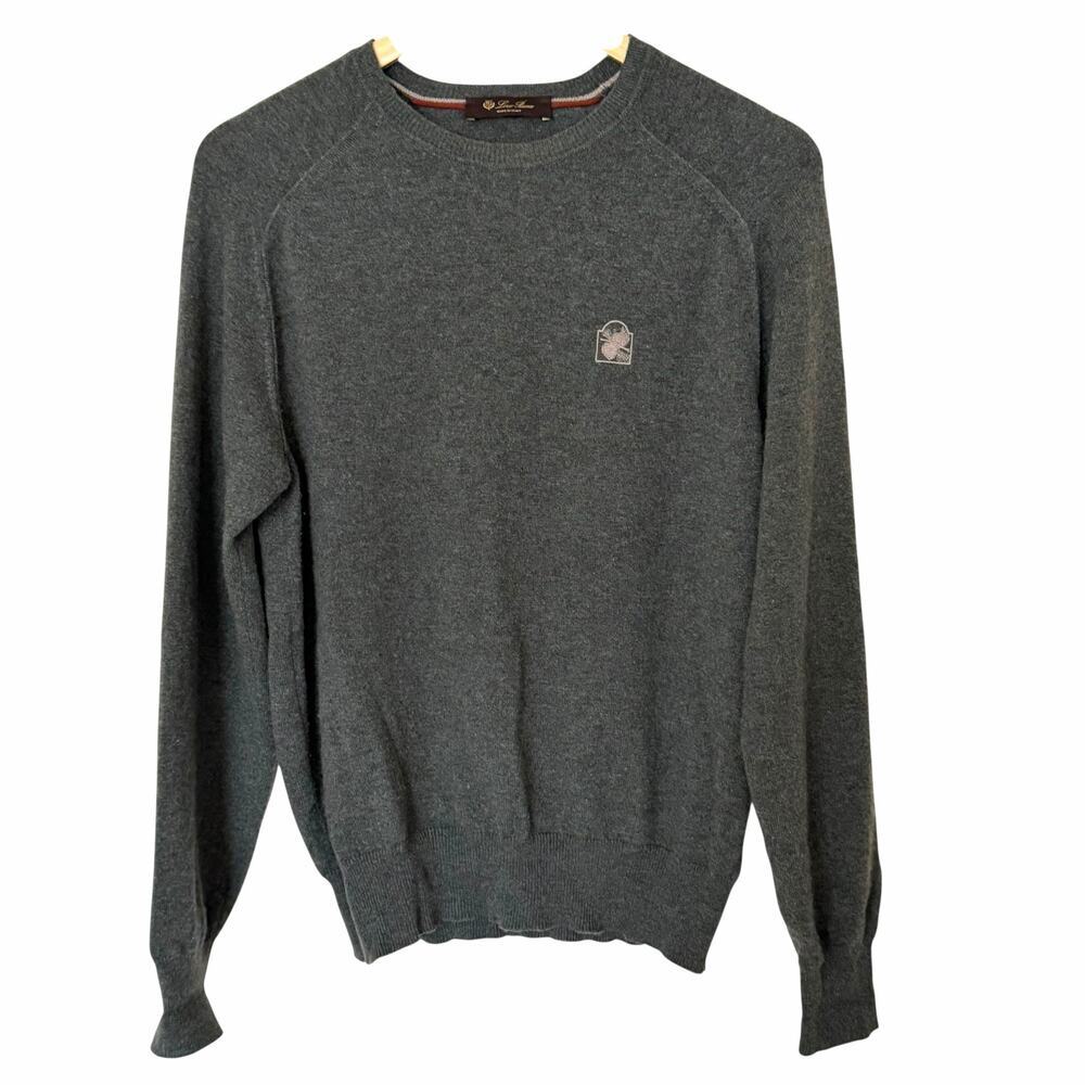 LORO PIANA Men's 100% Cashmere Crewneck Monterey Golf Logo Sweater Green, 48/Sm